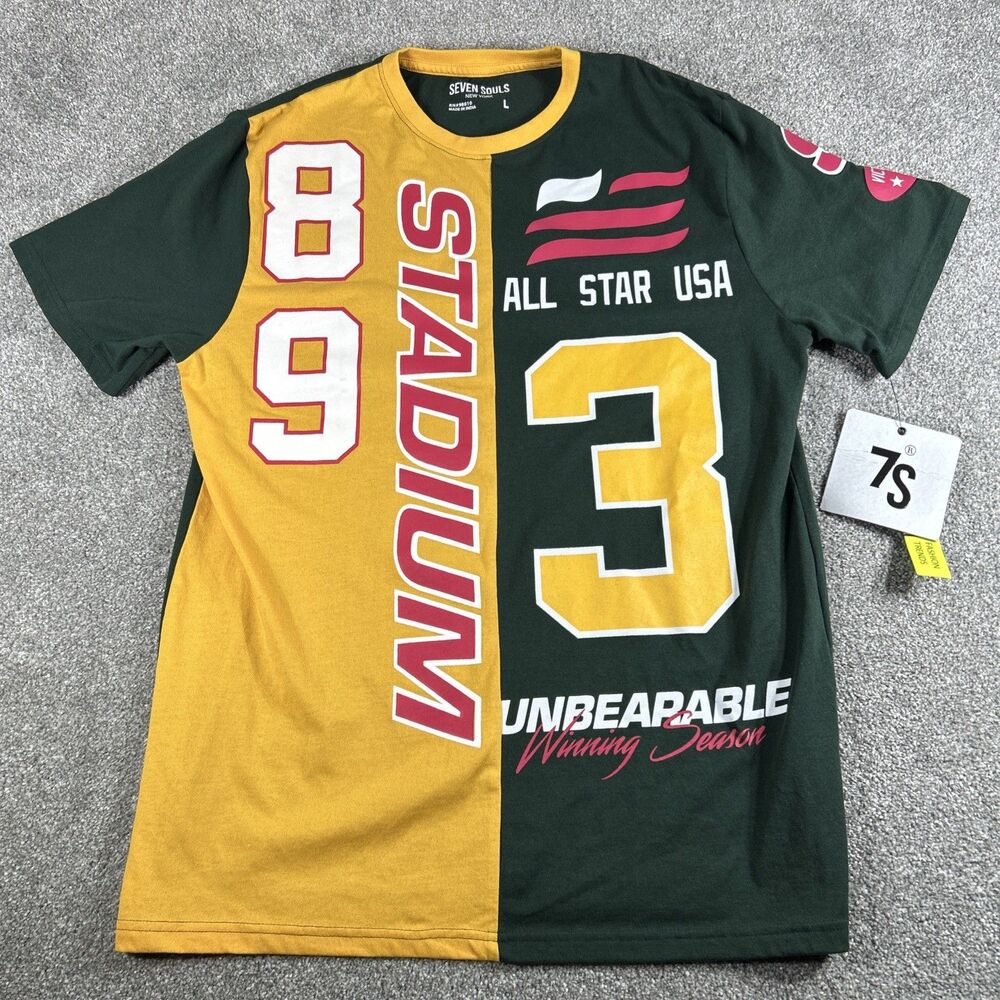 Seven Souls New York Men's 89 Stadium Racing All Star USA 3 Tee Shirt Size Lg